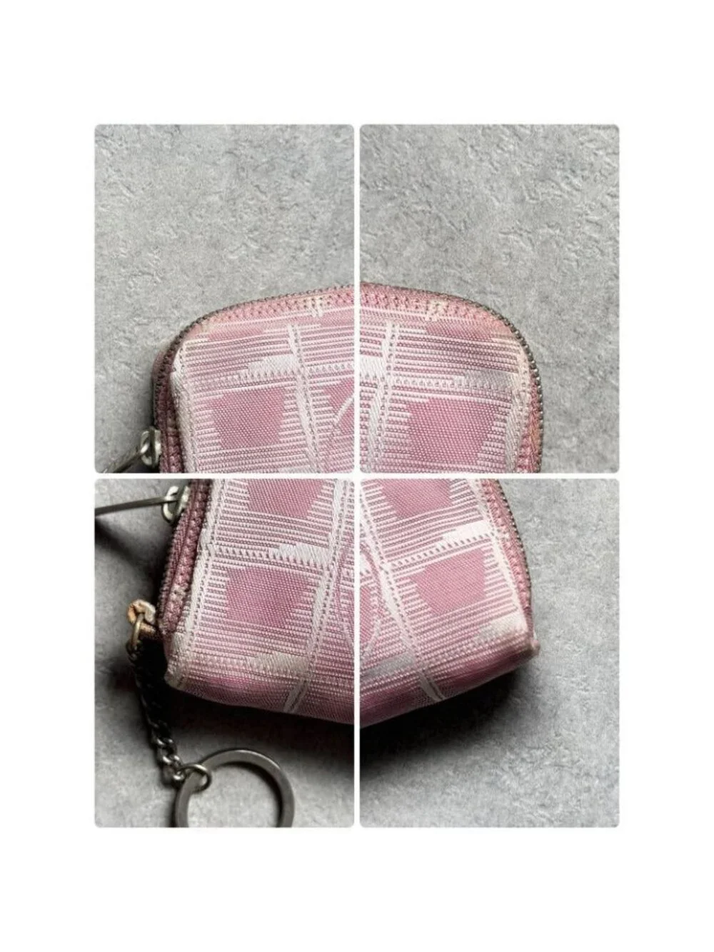 Chanel New Travel Line Coin Case Ring Mini Pouch Canvas Pink Coco